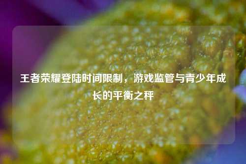 王者荣耀登陆时间限制，游戏监管与青少年成长的平衡之秤