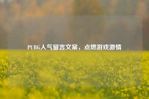 PUBG人气留言文案，点燃游戏激情
