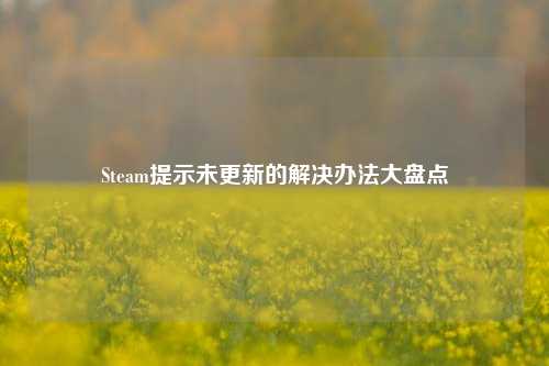 Steam提示未更新的解决办法大盘点