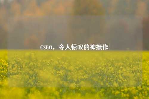 CSGO,令人惊叹的神操作