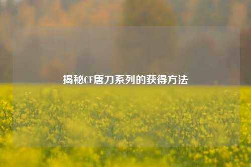 揭秘CF唐刀系列的获得方法