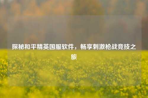 探秘和平精英国服软件，畅享刺激枪战竞技之旅