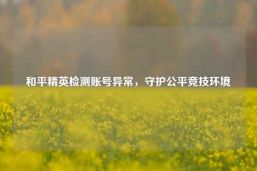 和平精英检测账号异常，守护公平竞技环境